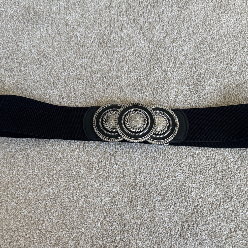 Elegant Black Belt with Silver Accents